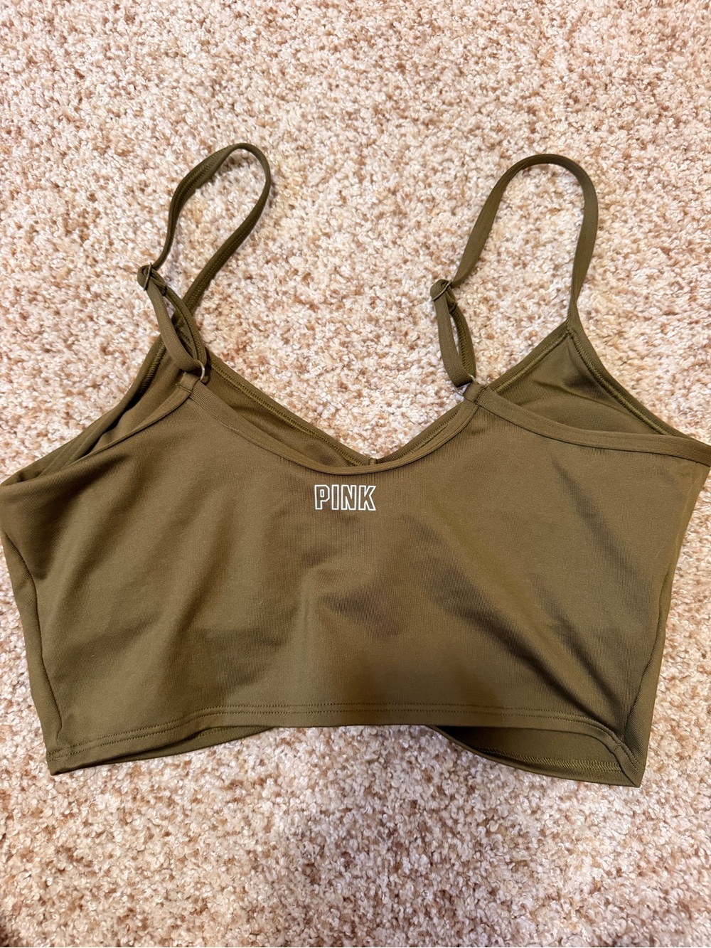 PINK Victoria's Secret Olive Green Stretch Bralette with Adjustable Straps